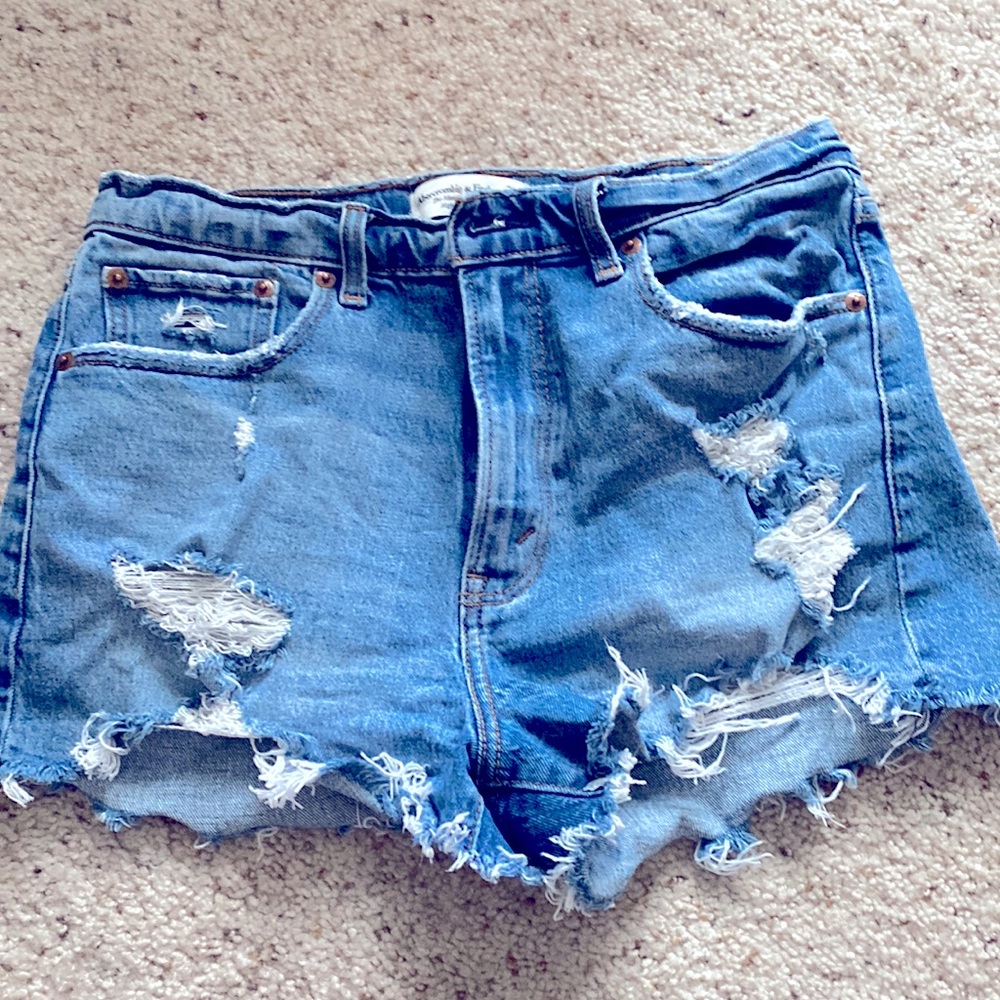 Abercrombie & Fitch high rise mom denim shorts